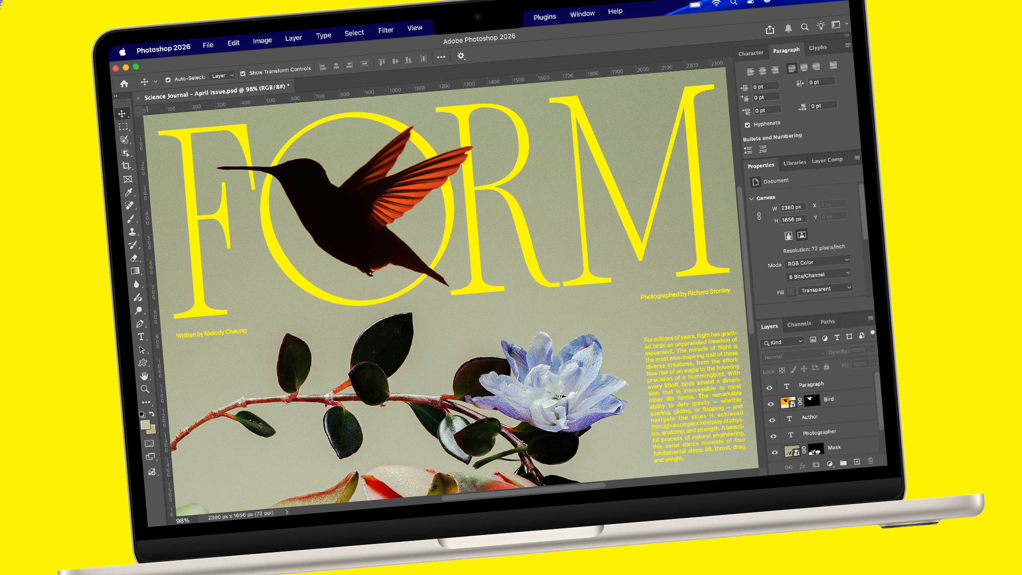 Apple MacBook Air M5 on a yellow background