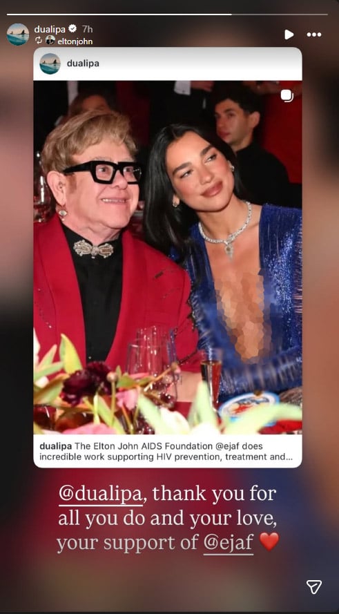 Dua Lipa shares heartwarming moment with Elton John at Oscars viewing party