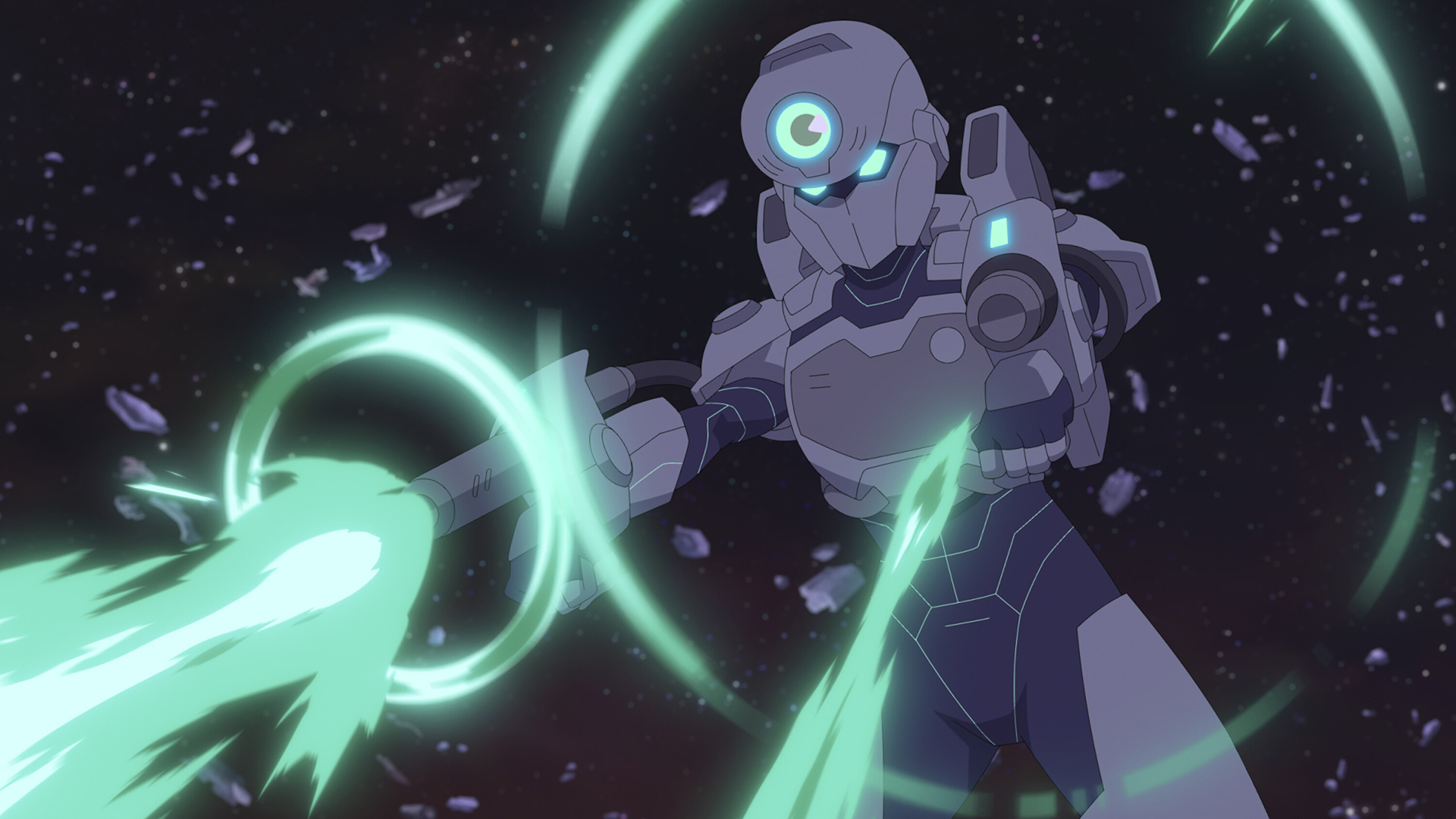 Tech Jacket fires his weapons into space in Invincible Season 4