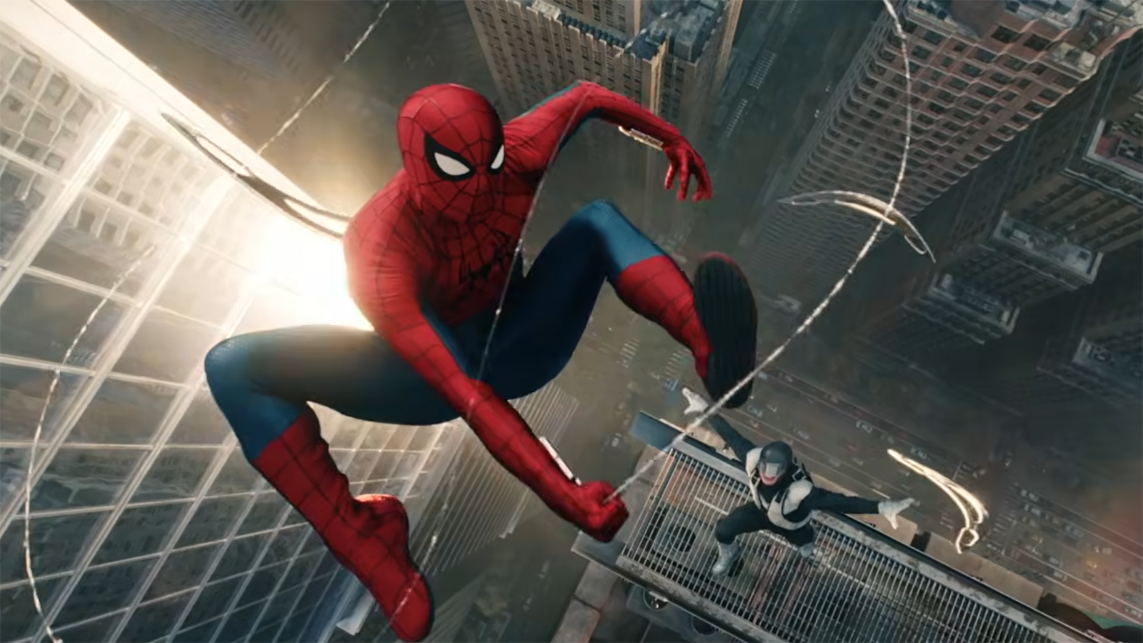 Spider-Man swings away from an attack from Boomerang in Spider-Man: Brand New Day