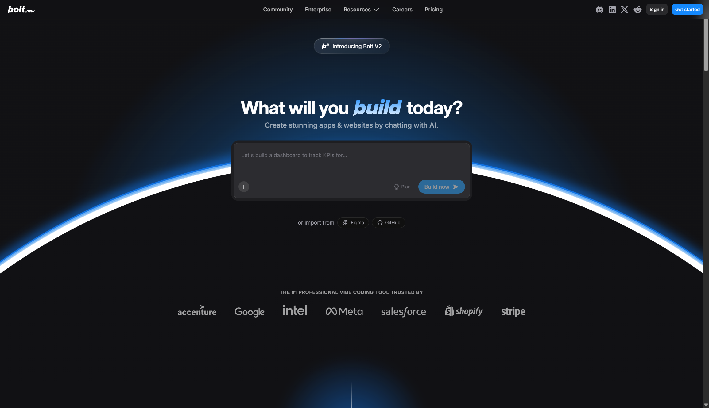 screenshot of vibe coding platform used