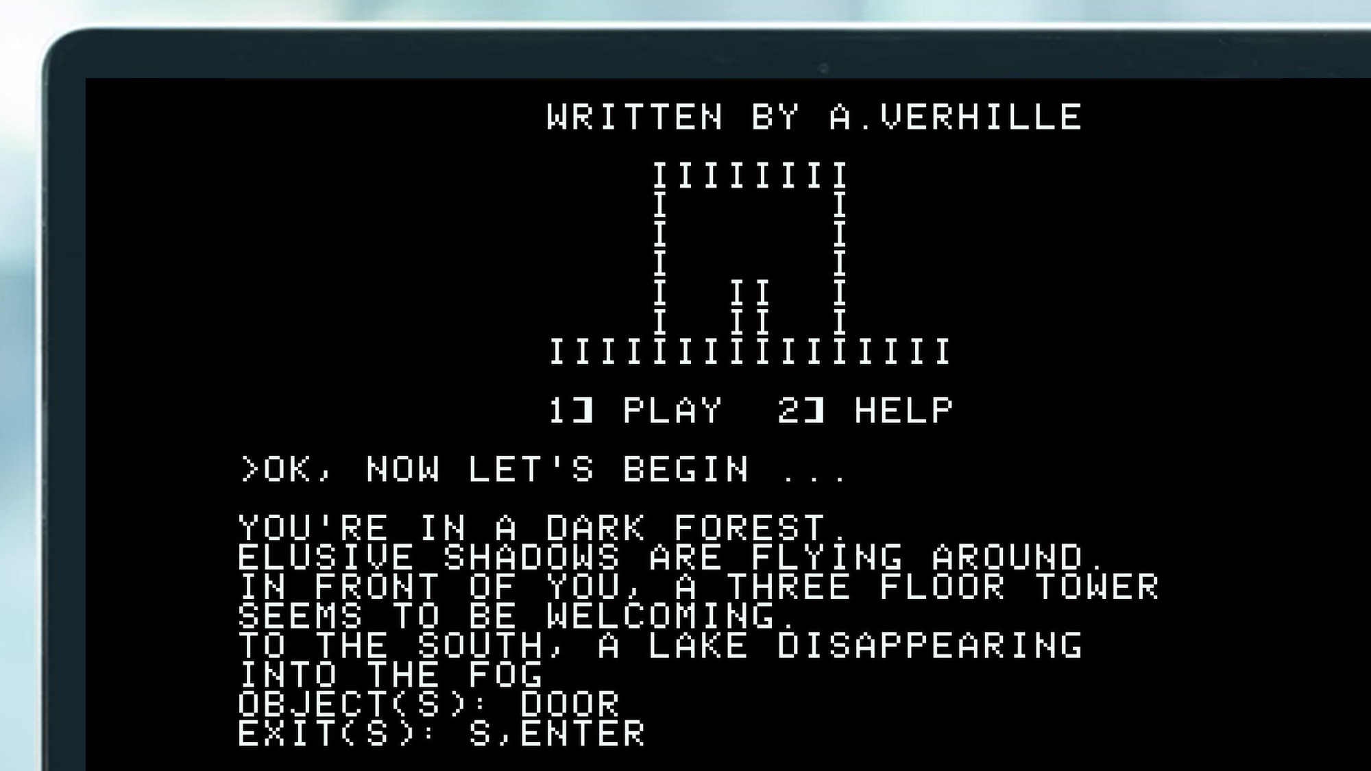 An emulated Apple-1 game on a laptop