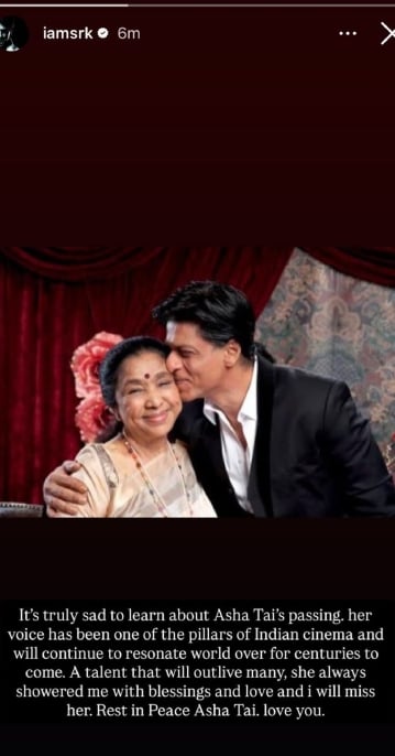 Shah Rukh Khan reacts to Asha Bhosle's death: Really sad