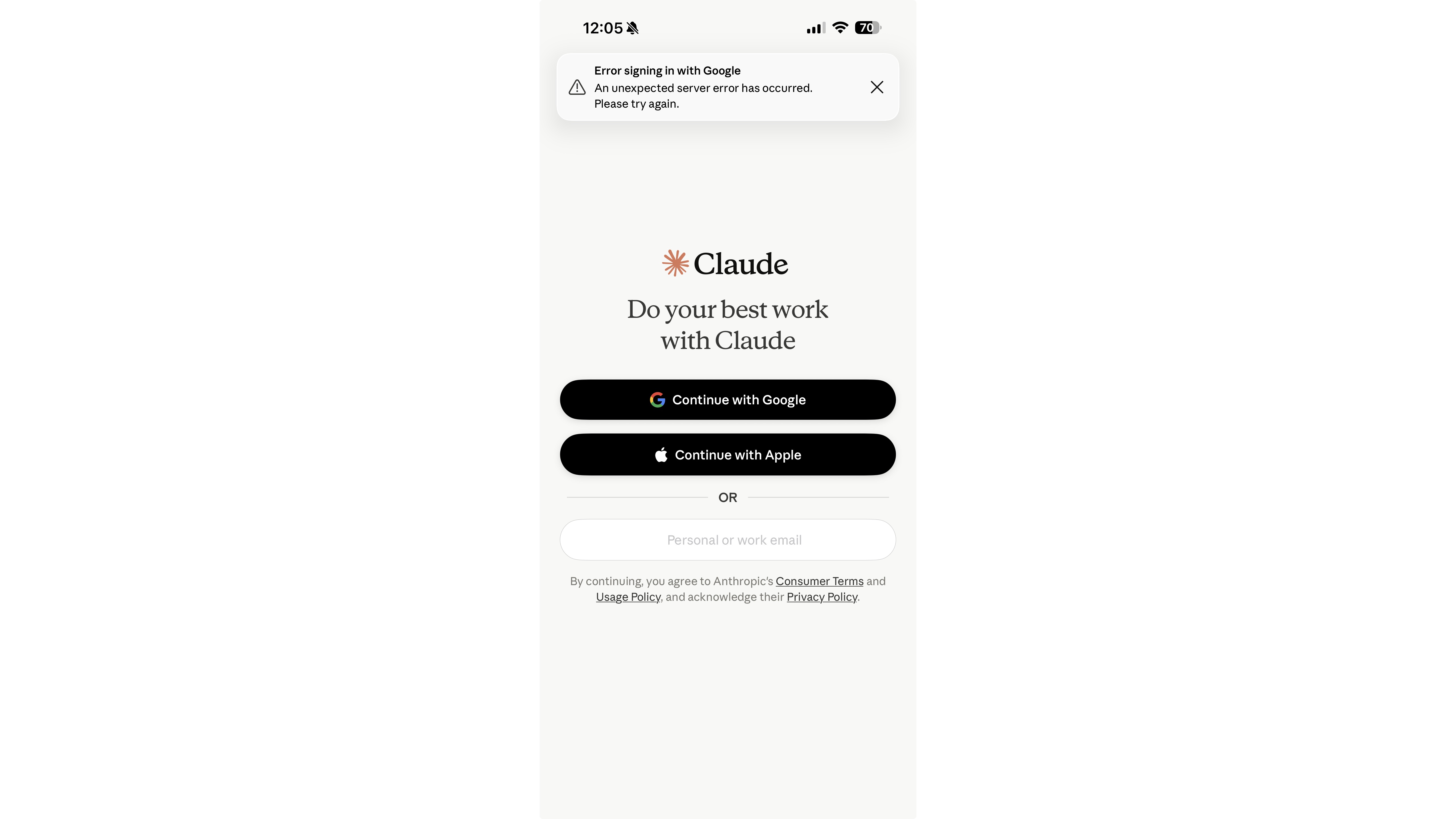 Claude login problem