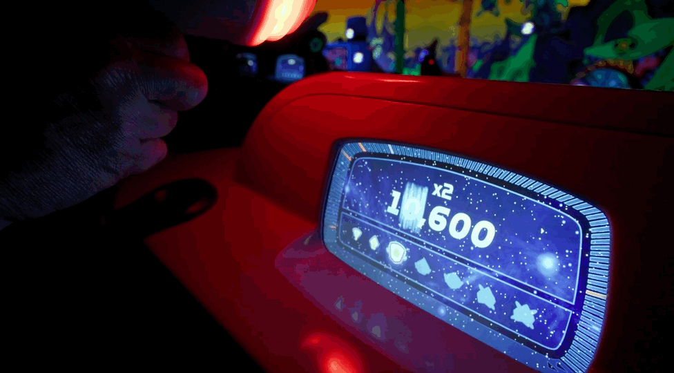 The in-vehicle display of the Buzz Lightyear Space Ranger Spin.