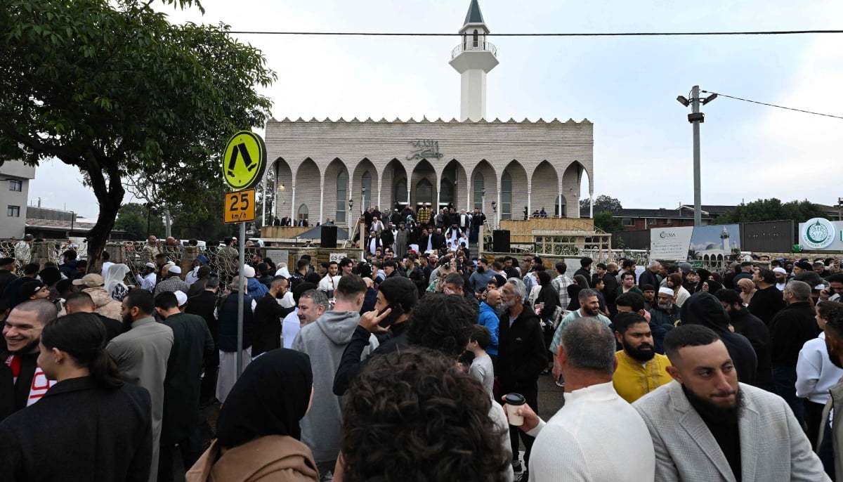 Muslim worshipers gather outside the Lakemba Mosque after Eid ul Adha prayers in western Sydney, Australia, May 27, 2026. — AFP