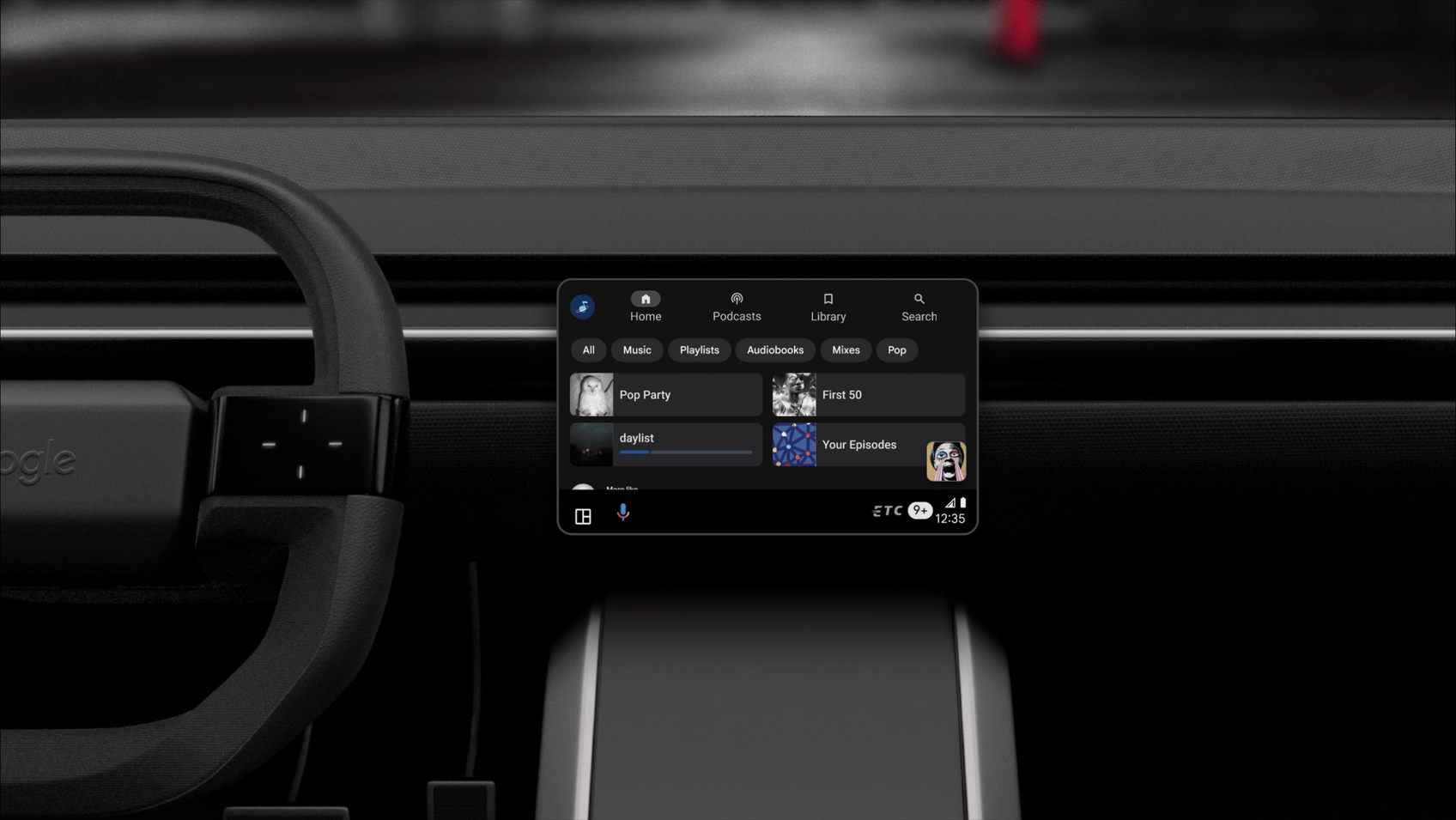 A GIF showing the new dashboard templates for music apps in Android Auto