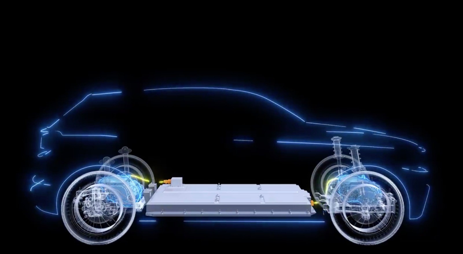 An illustration showing an EV battery in a car