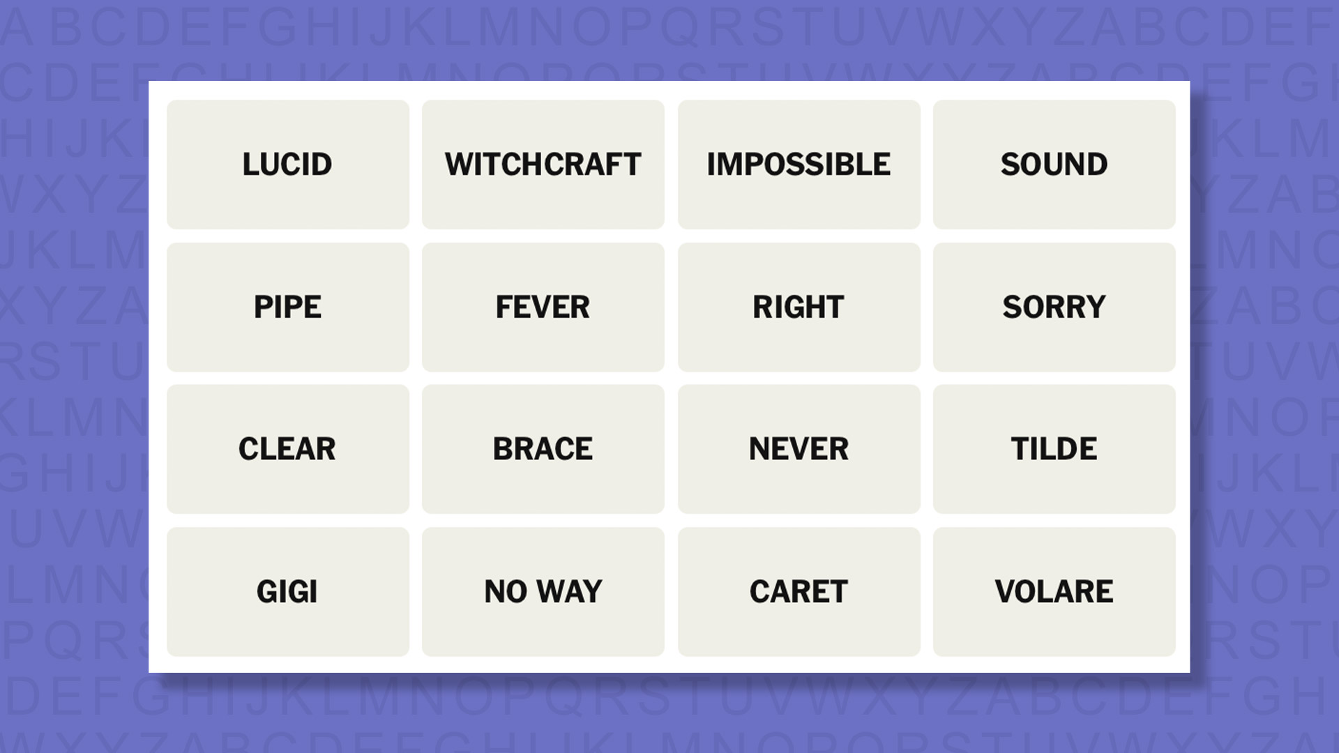 NEW Connections tip for game 1084 on a purple background