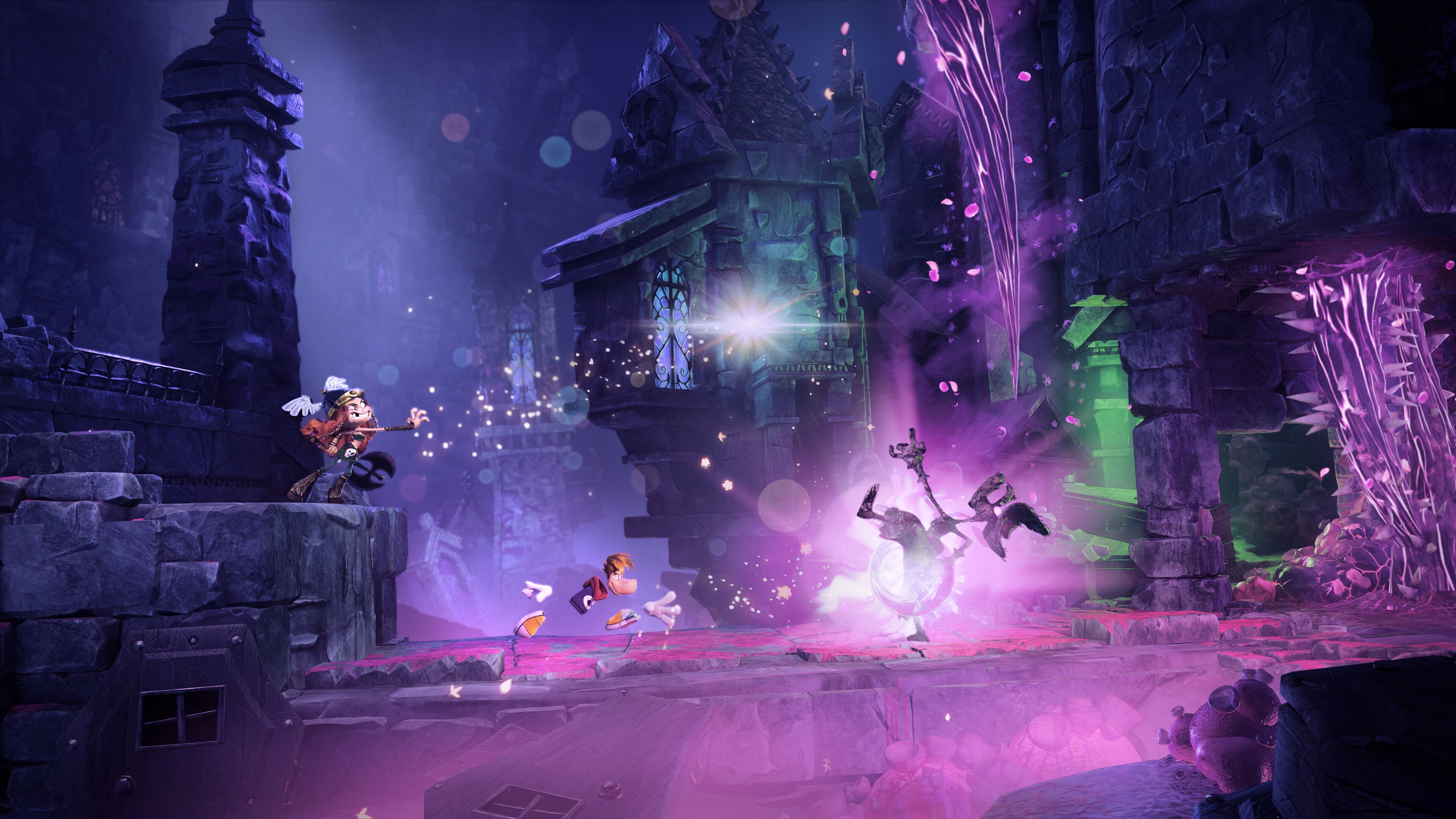 A screenshot from a creepy level in Rayman Legends Retold.