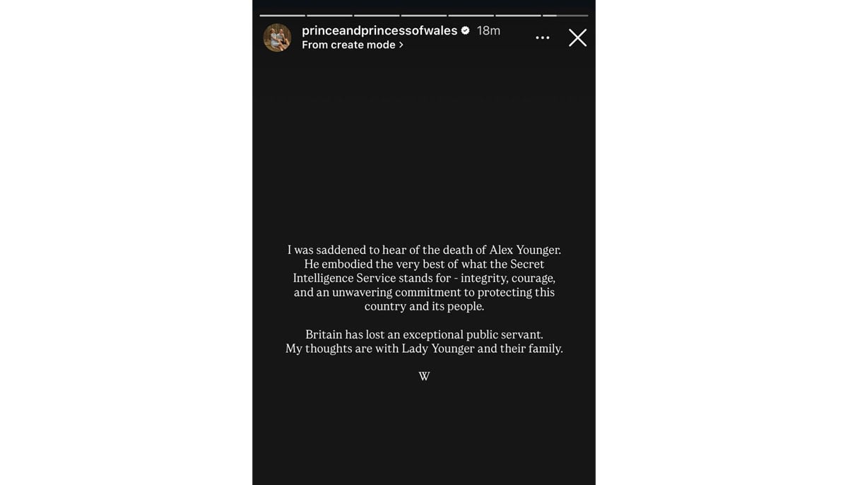 Prince William mourns Alex Younger in emotional statement: heartbroken