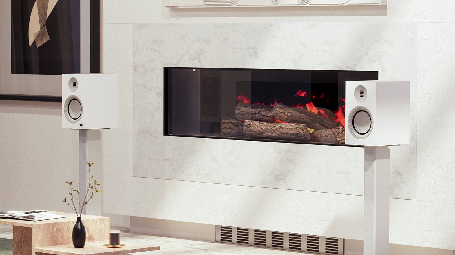 Kanto Tuk Grand straddling a fireplace.
