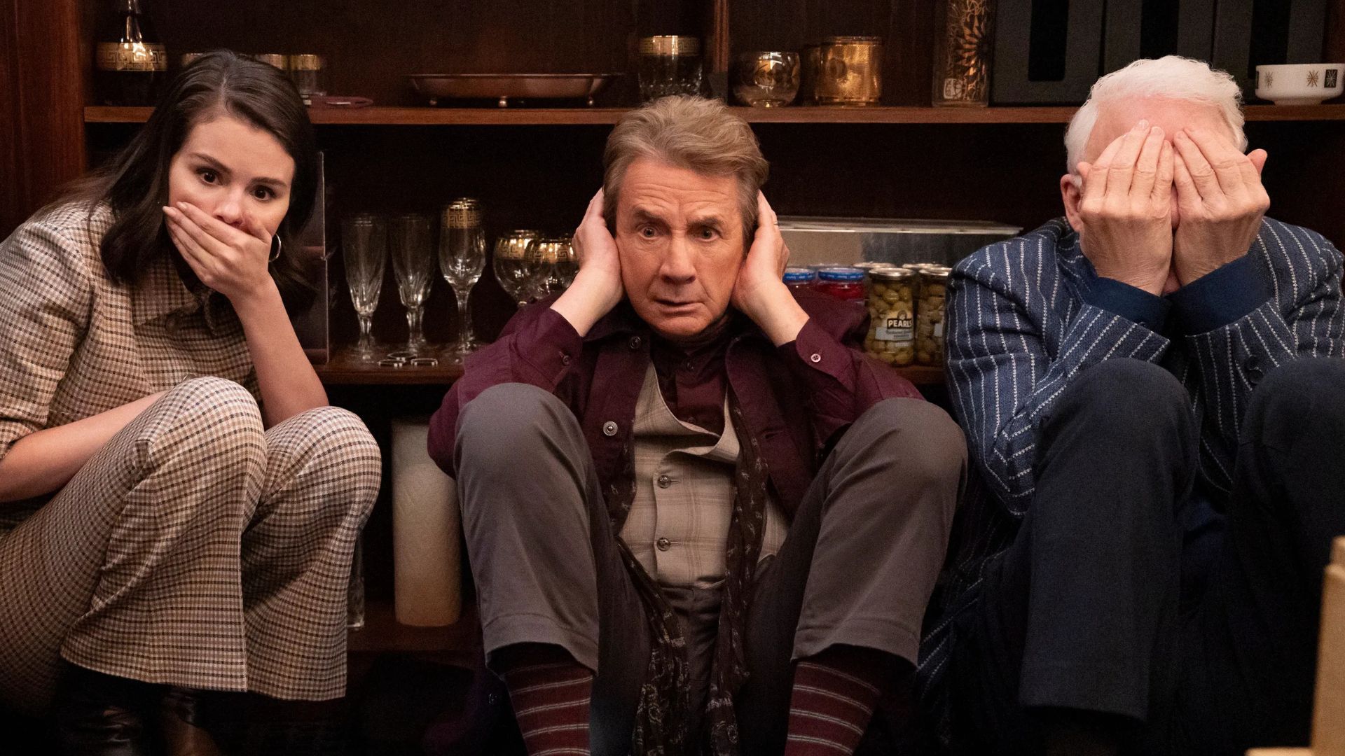 Selena Gomez, Martin Short and Steve Martin recreate the 'hear no evil' trio pose