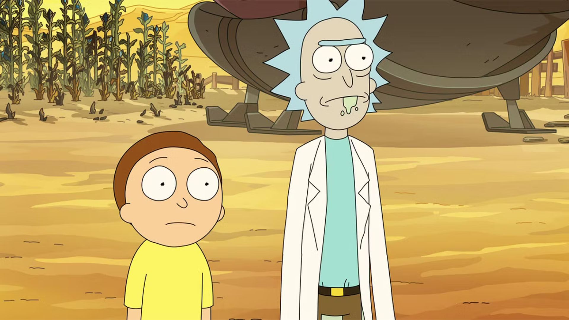 Rick and Morty are staring at something off screen
