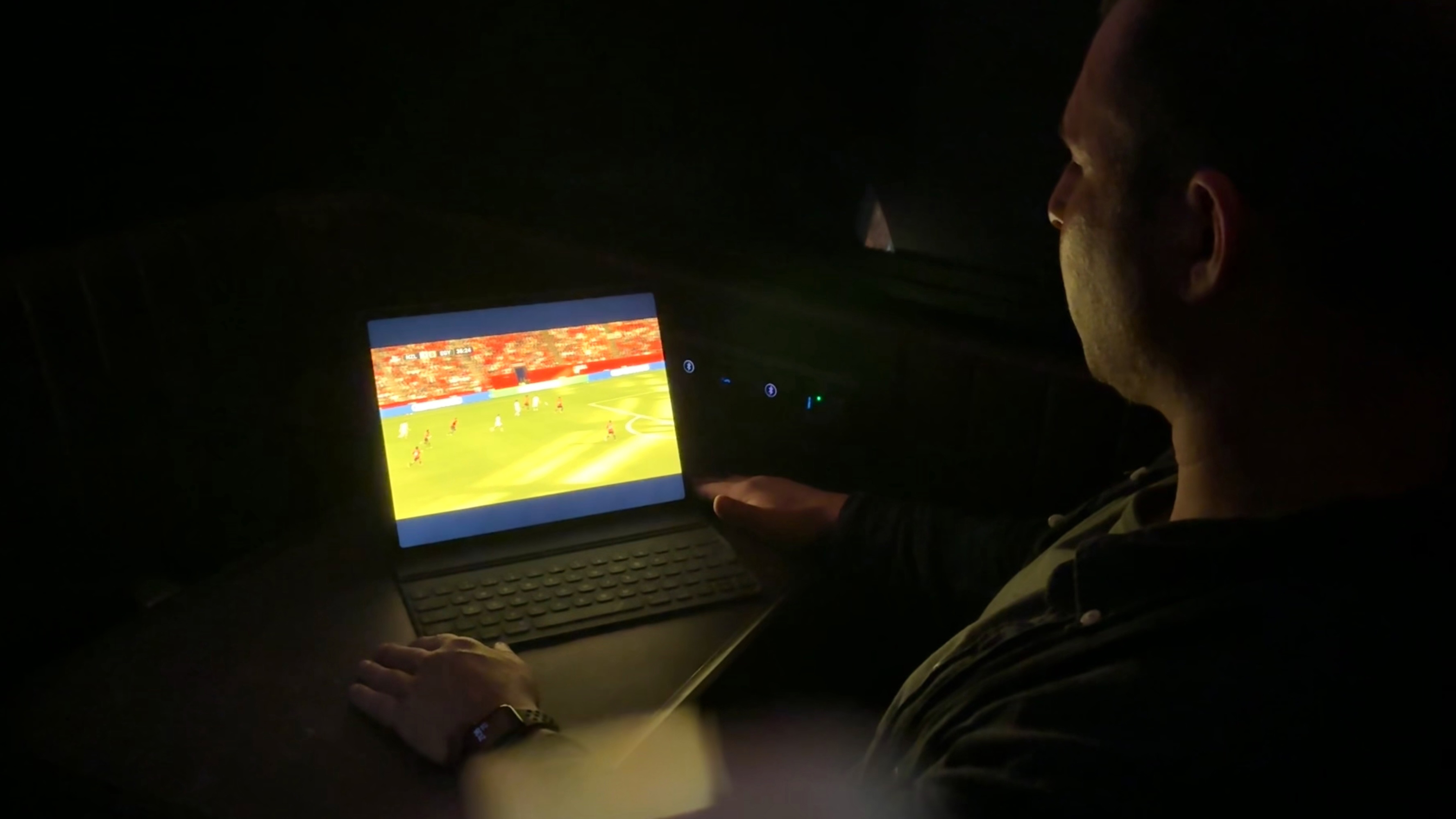 Someone watching the World Cup on a Virgin Atlantic flight via Starlink