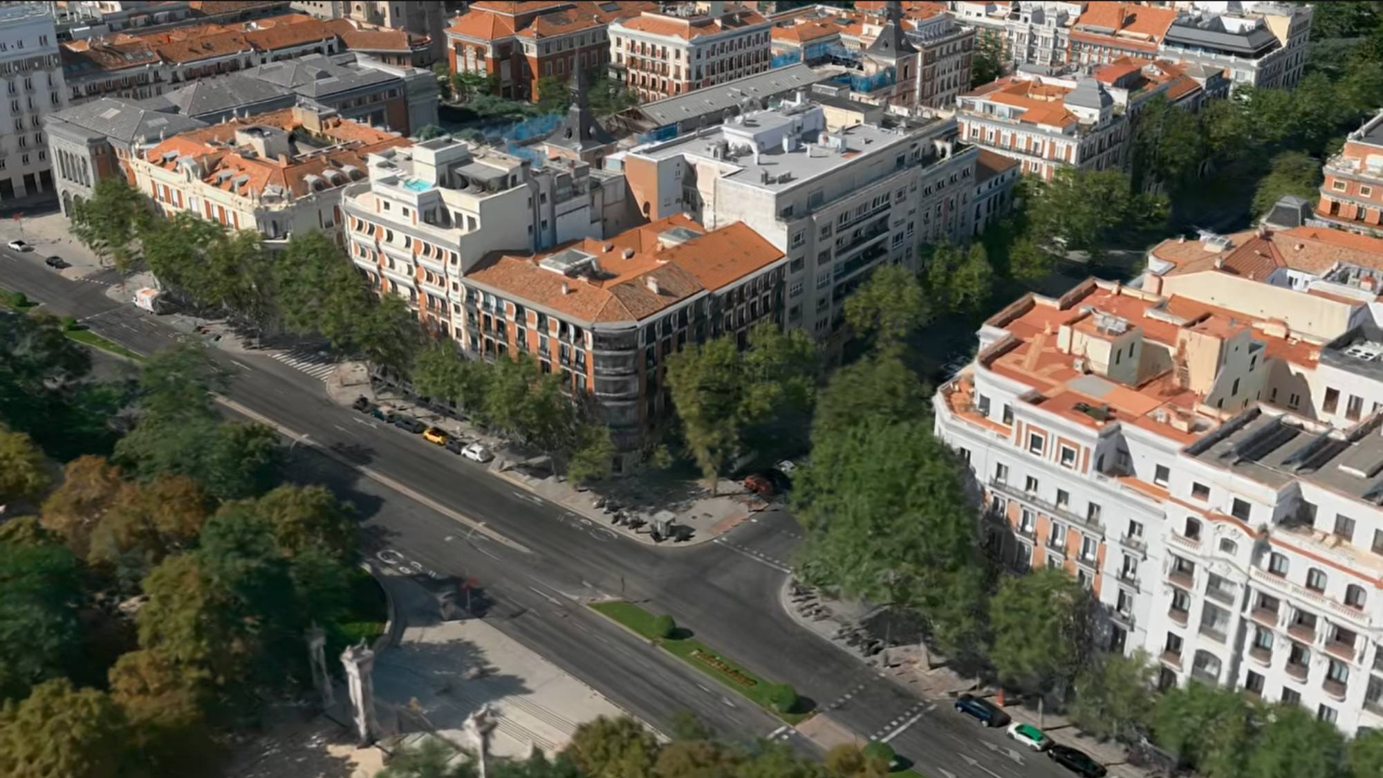 A 3D model of an urban landscape in Apple Maps