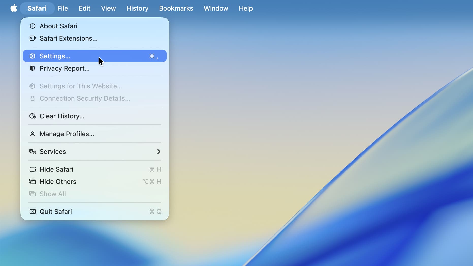 The menu bar in macOS 26 Tahoe.