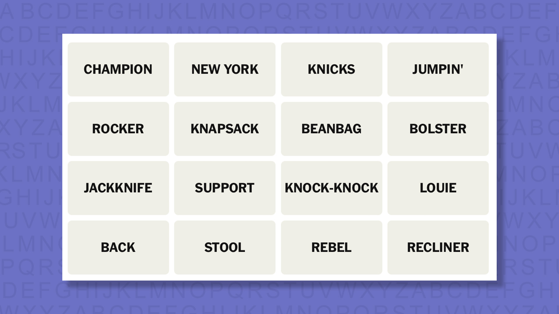 NEW Connections tip for game 1105 on a purple background
