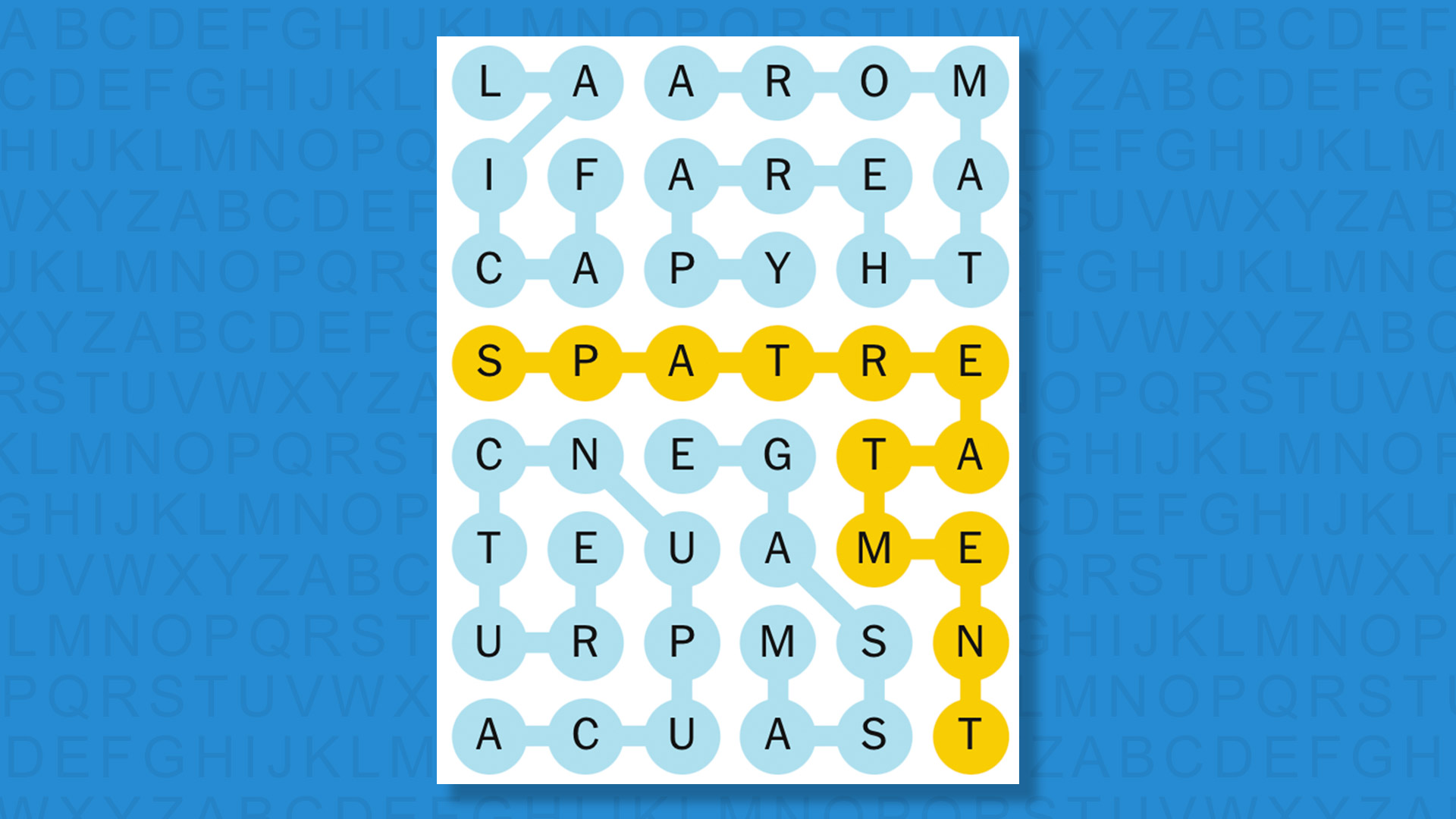 NYT Strands answer for game 844 on a blue background