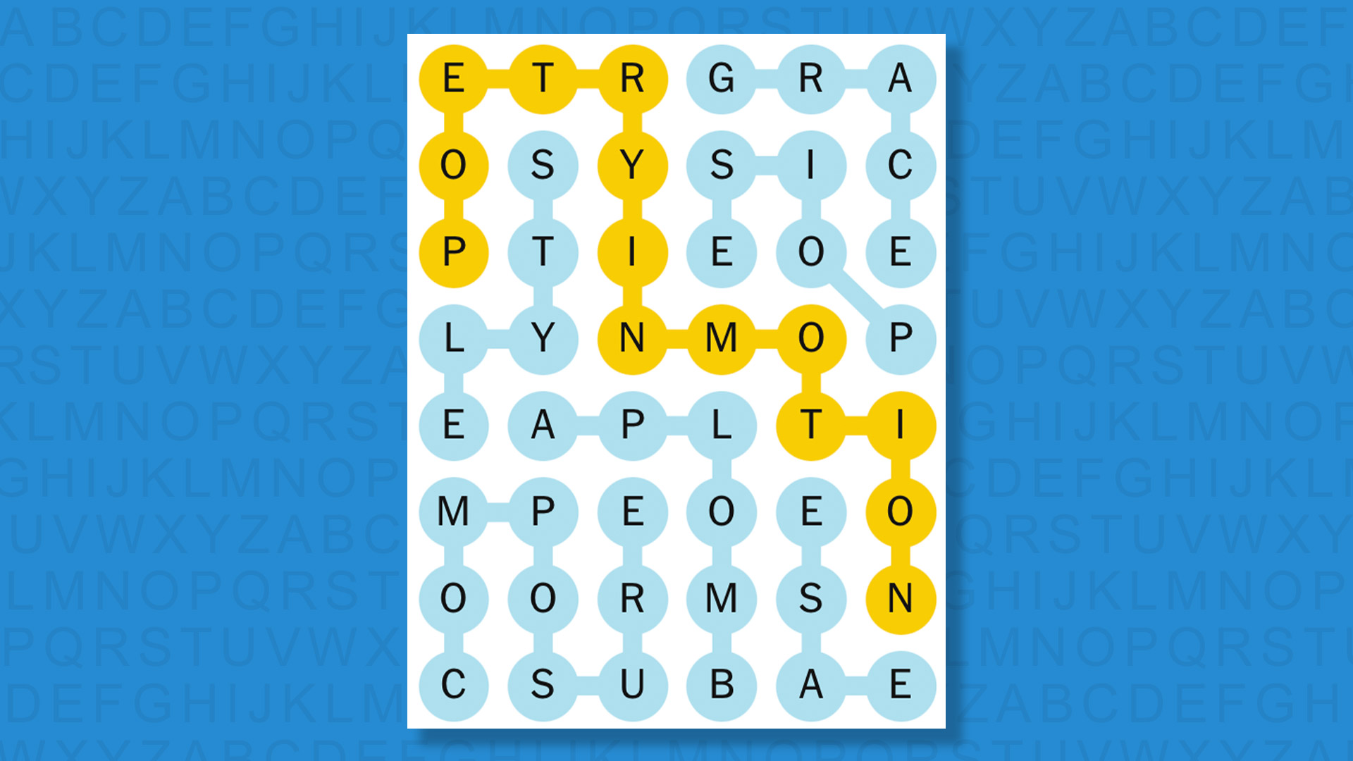 NYT Strands answer for game 823 on a blue background