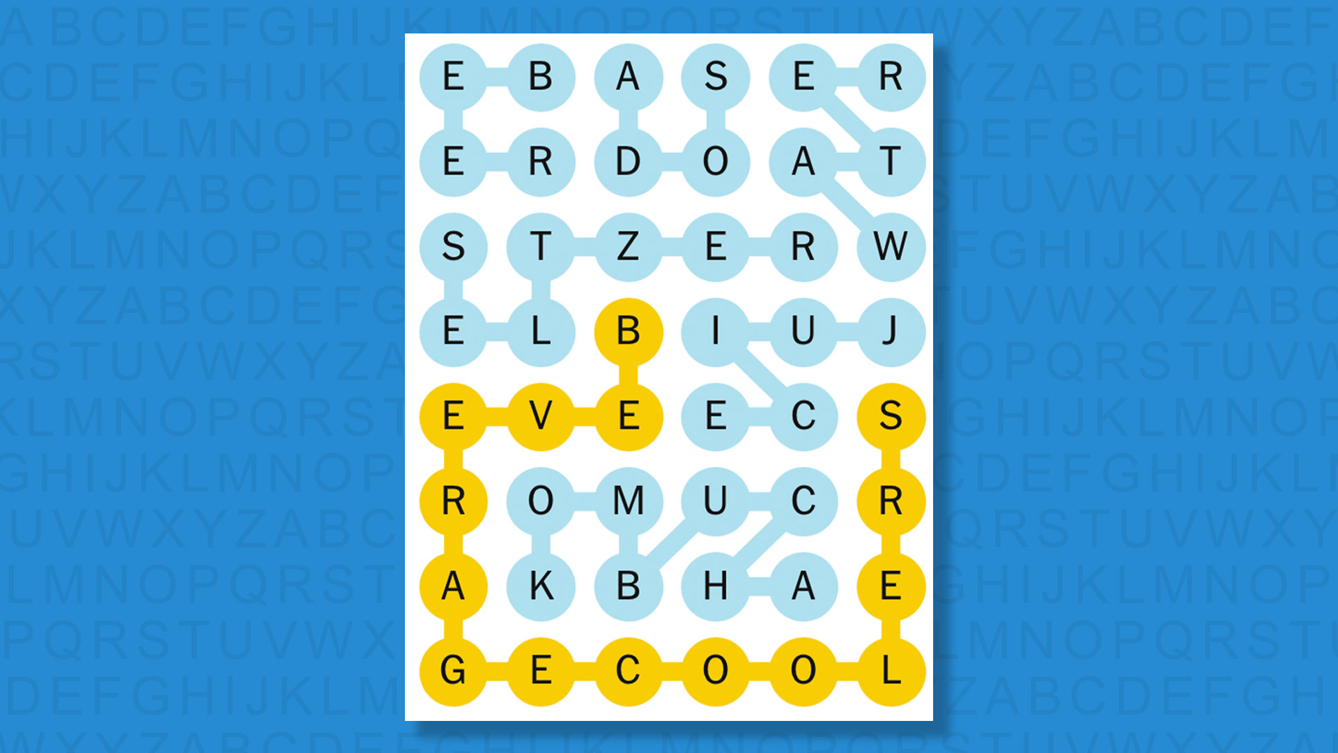 NEW Strands answer for game 843 on a blue background
