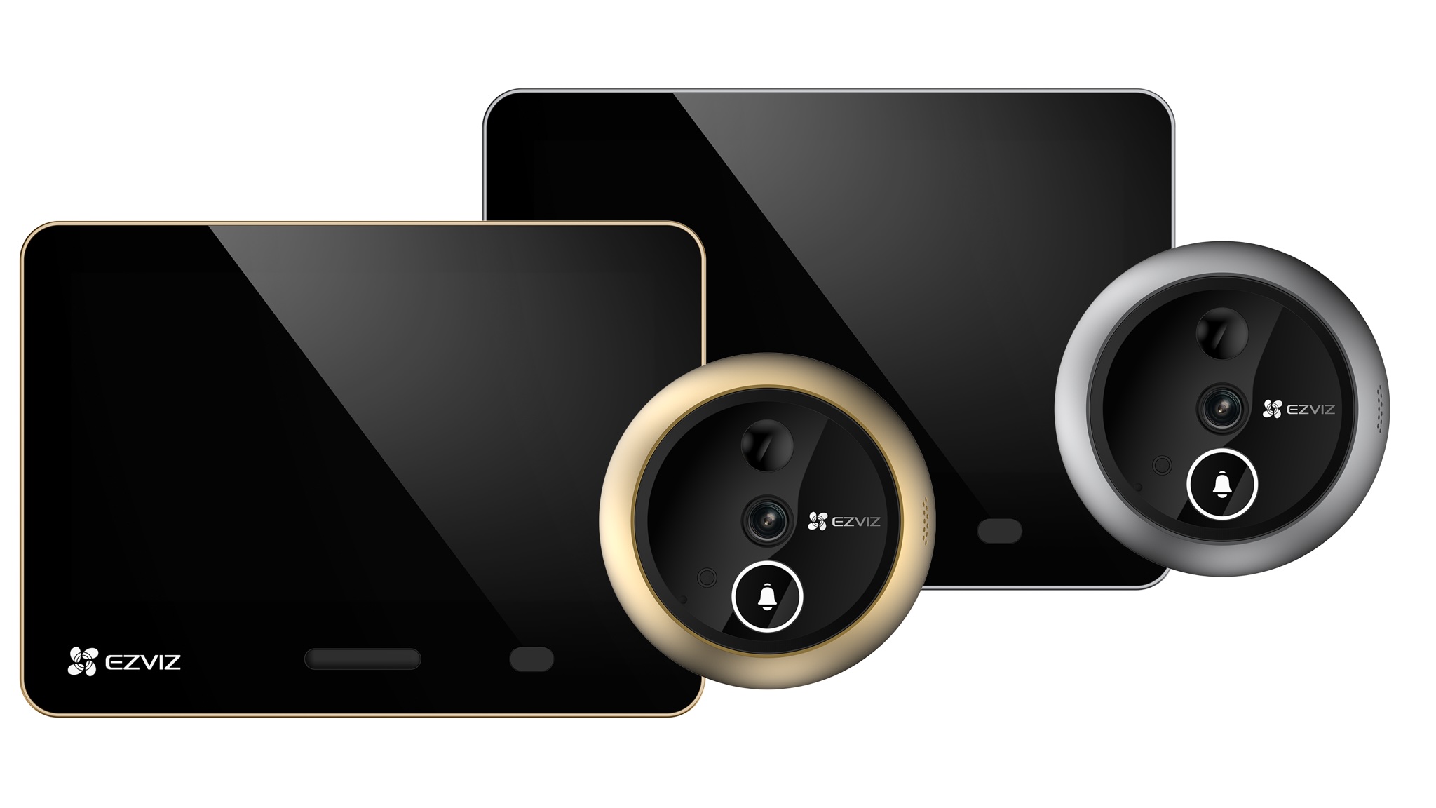 Product image of the EZVIZ EP4 Door Viewer in silver and gold on a white background