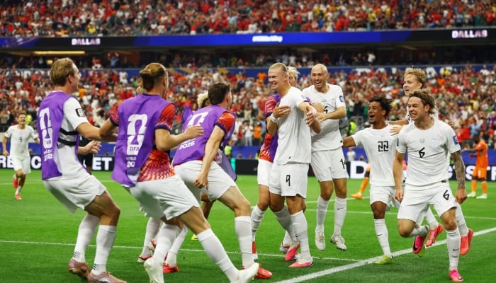 Norway's Erling Haaland celebrates their second goal with teammates against Ivory Coast in the Round of 16 match at Dallas Stadium, Arlington, Texas, United States, June 30, 2026. — Reuters