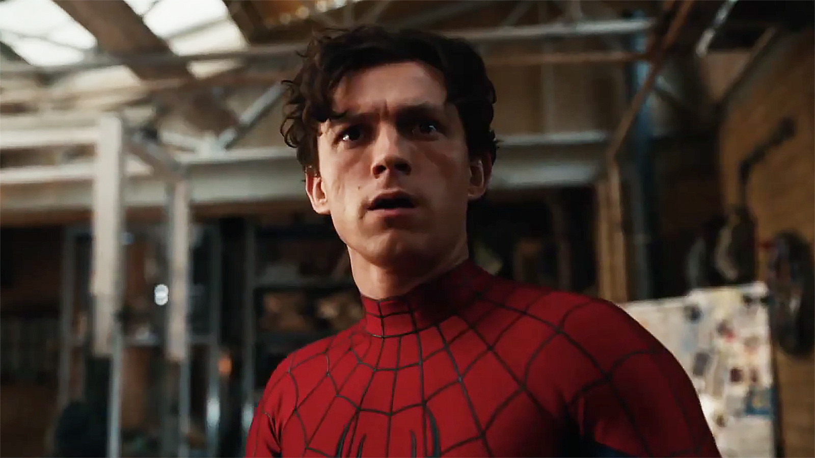 Tom Holland's Peter Parker looked confused while wearing his superhero suit in Spider-Man: Brand New Day