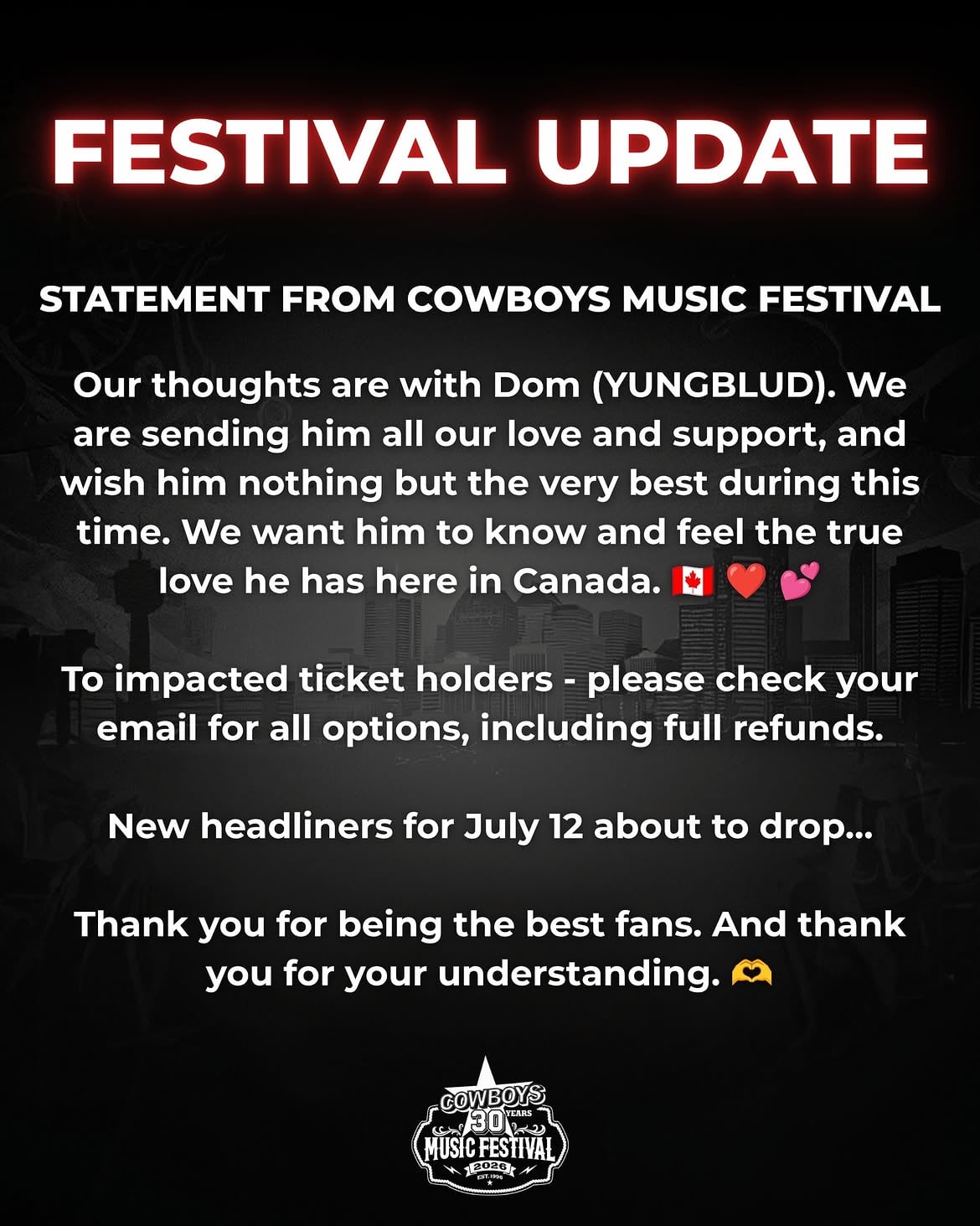 Yungblud leaves the festival in the middle of the performance