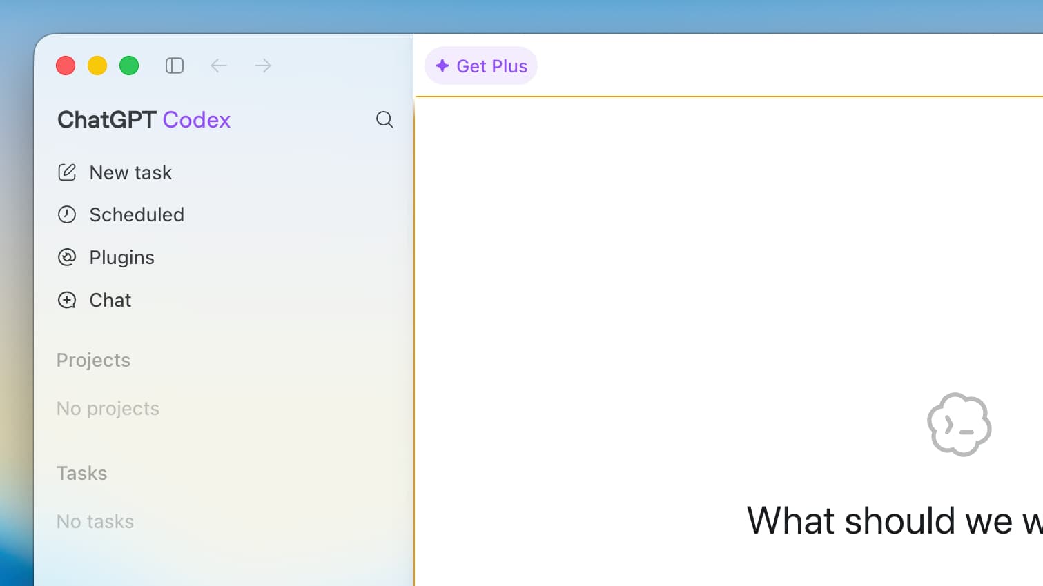 The ChatGPT app shows its Codex mode.