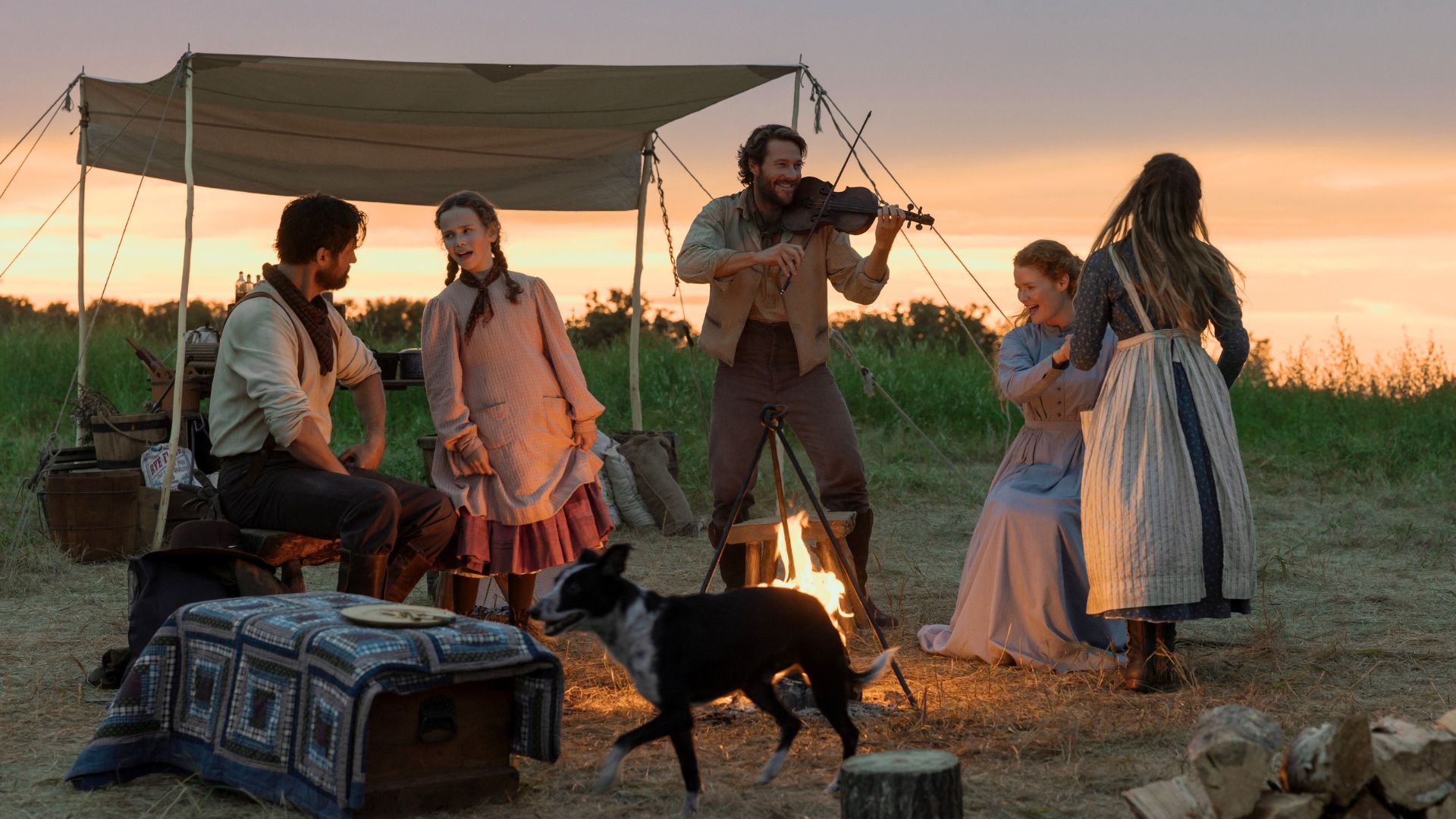 The Ingalls dance while Charles plays the violin