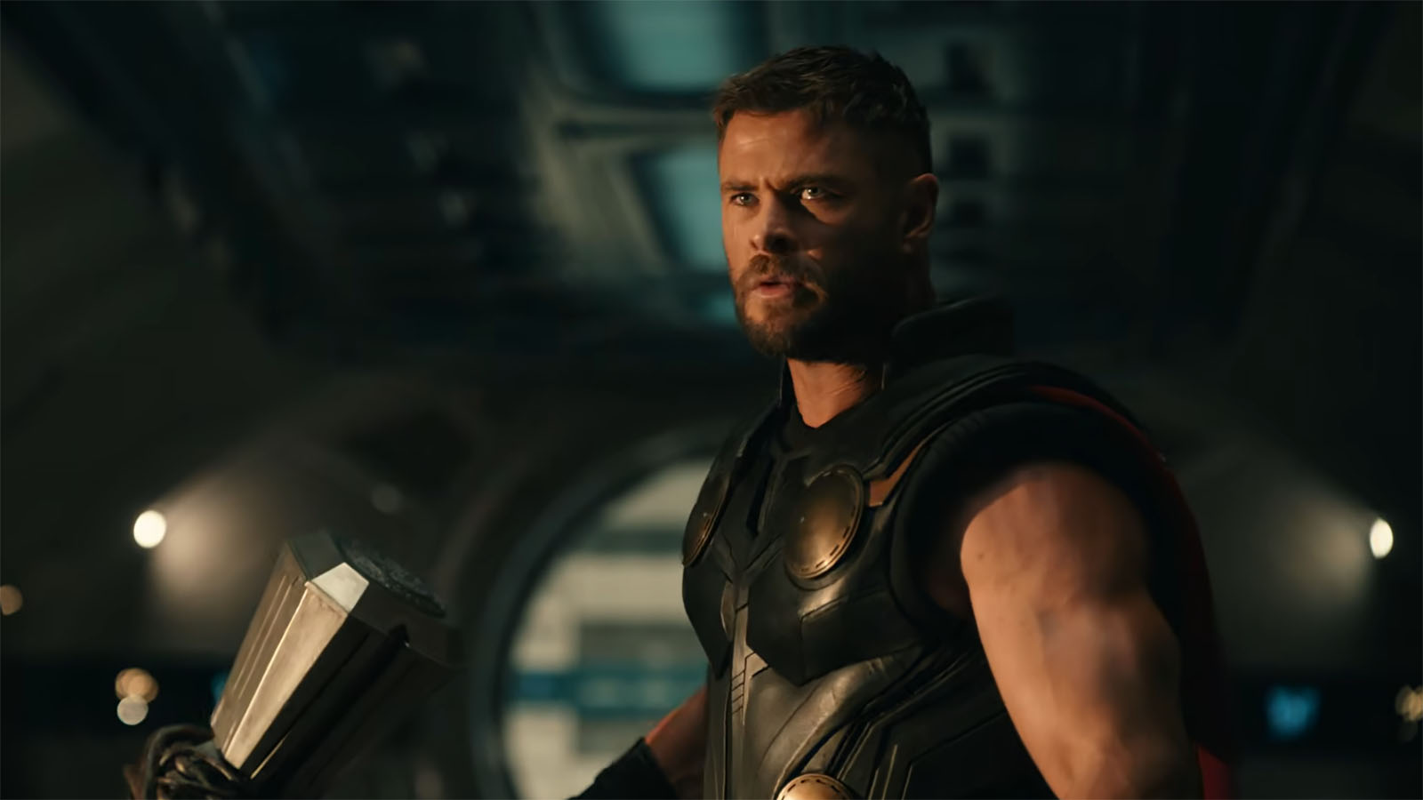 Thor looks surprised as he looks at an off-camera Steve Rogers in Avengers: Doomsday