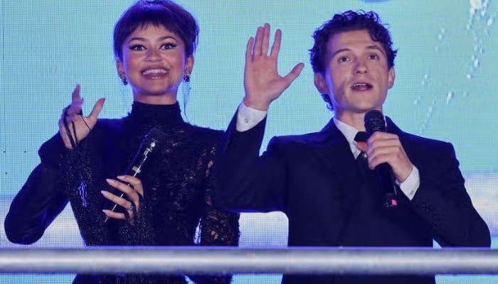 Tom Holland can't take his eyes off Zendaya at the 'Spider-Man' event