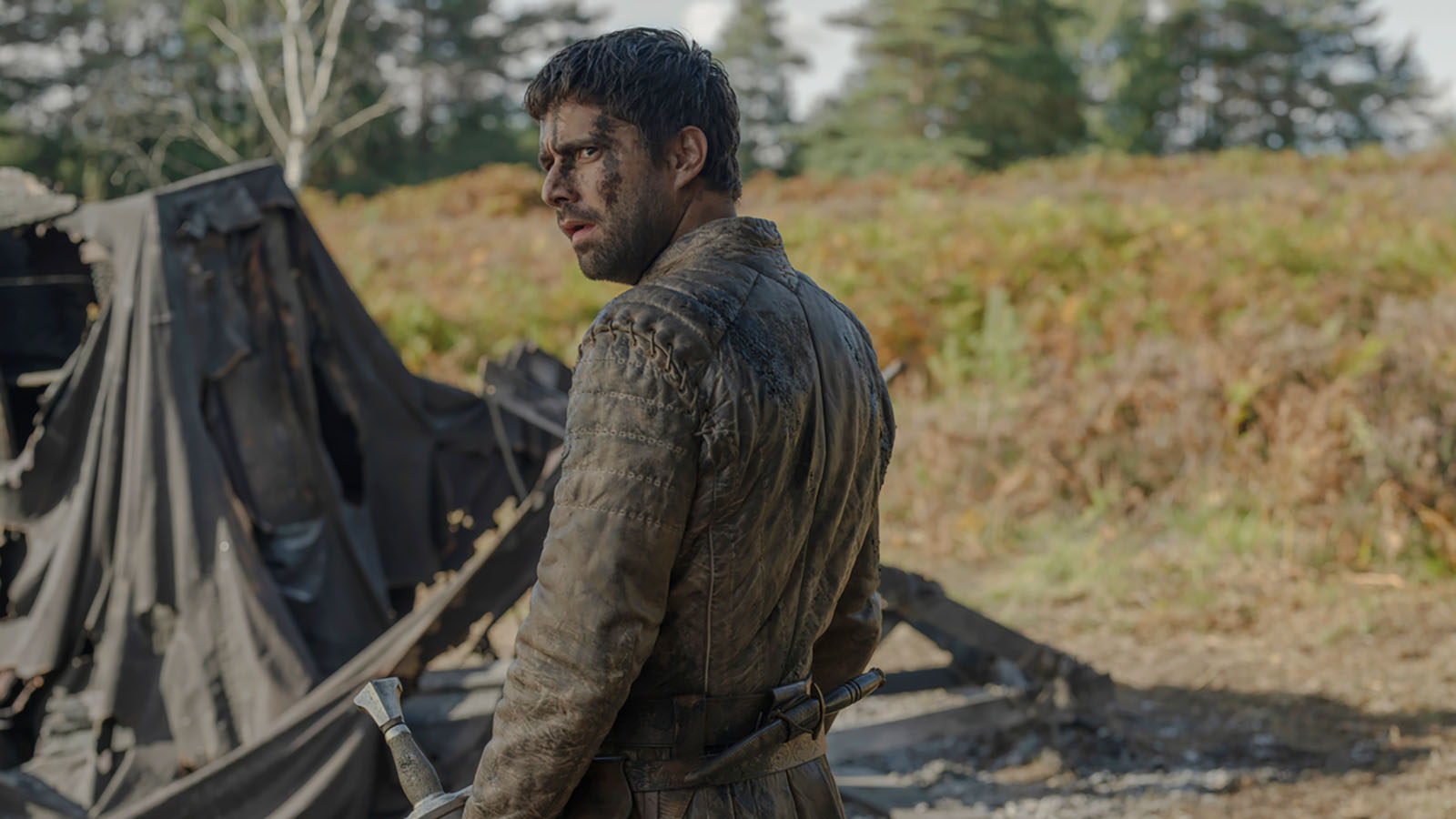 Criston Cole looks over his left shoulder in House of the Dragon Season 3 Episode 6