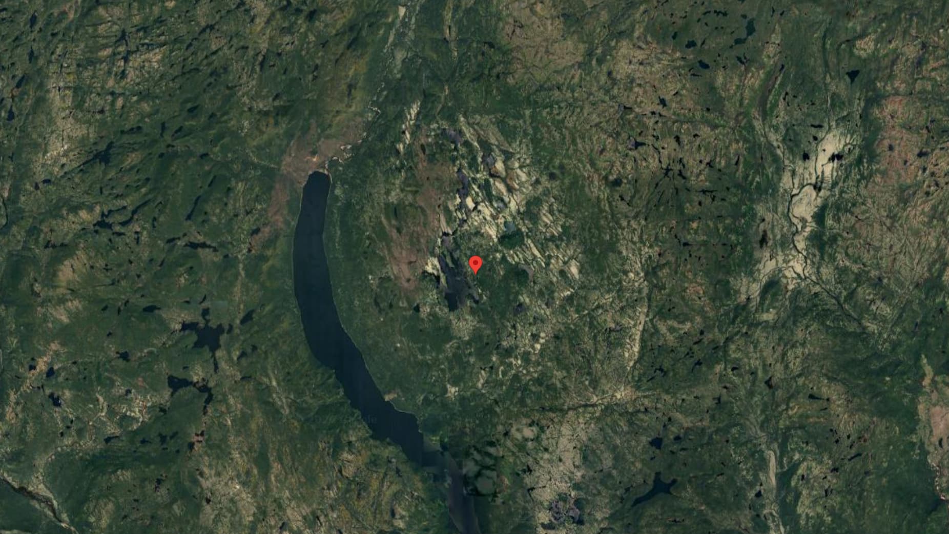 A meteorite impact crater seen from Google Maps.
