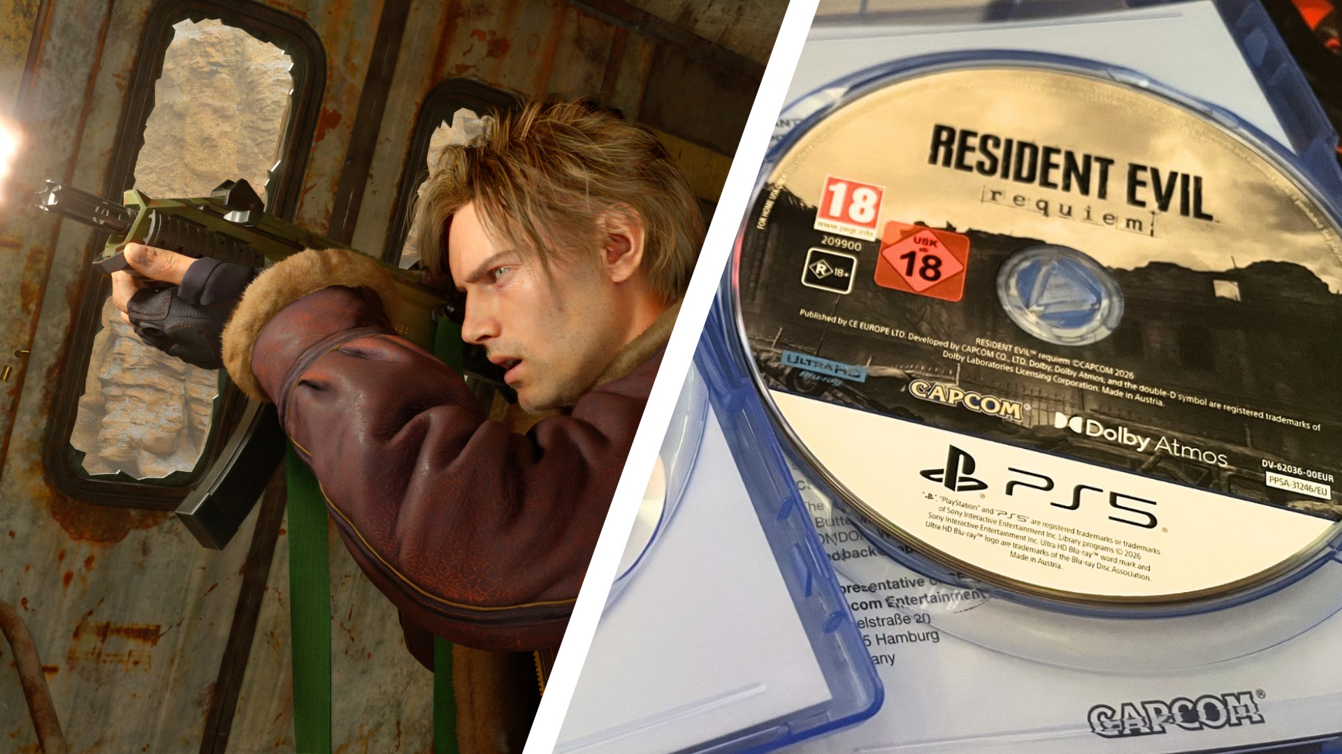 In-game Resident Evil Requiem screenshot and game disc