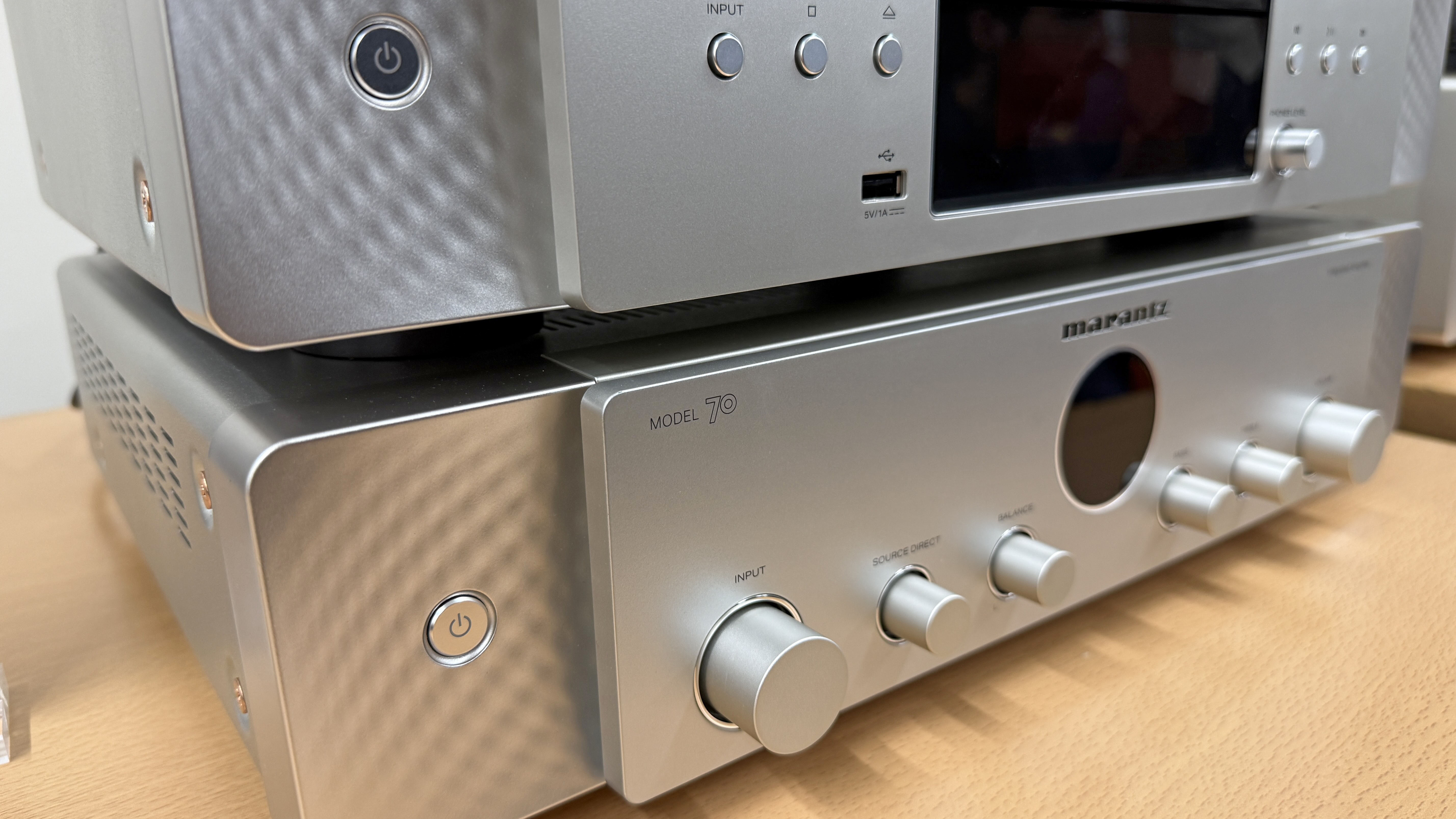 Marantz Model 70 amplifier and CD 70 CD player on wooden surface