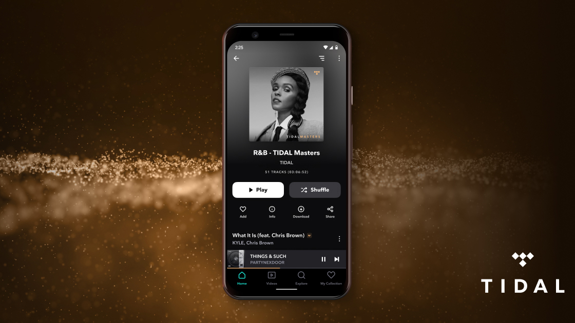A promo image of Tidal on an Android device.