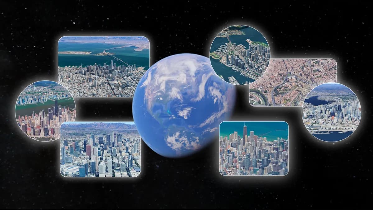 A series of images from the Google Earth app.