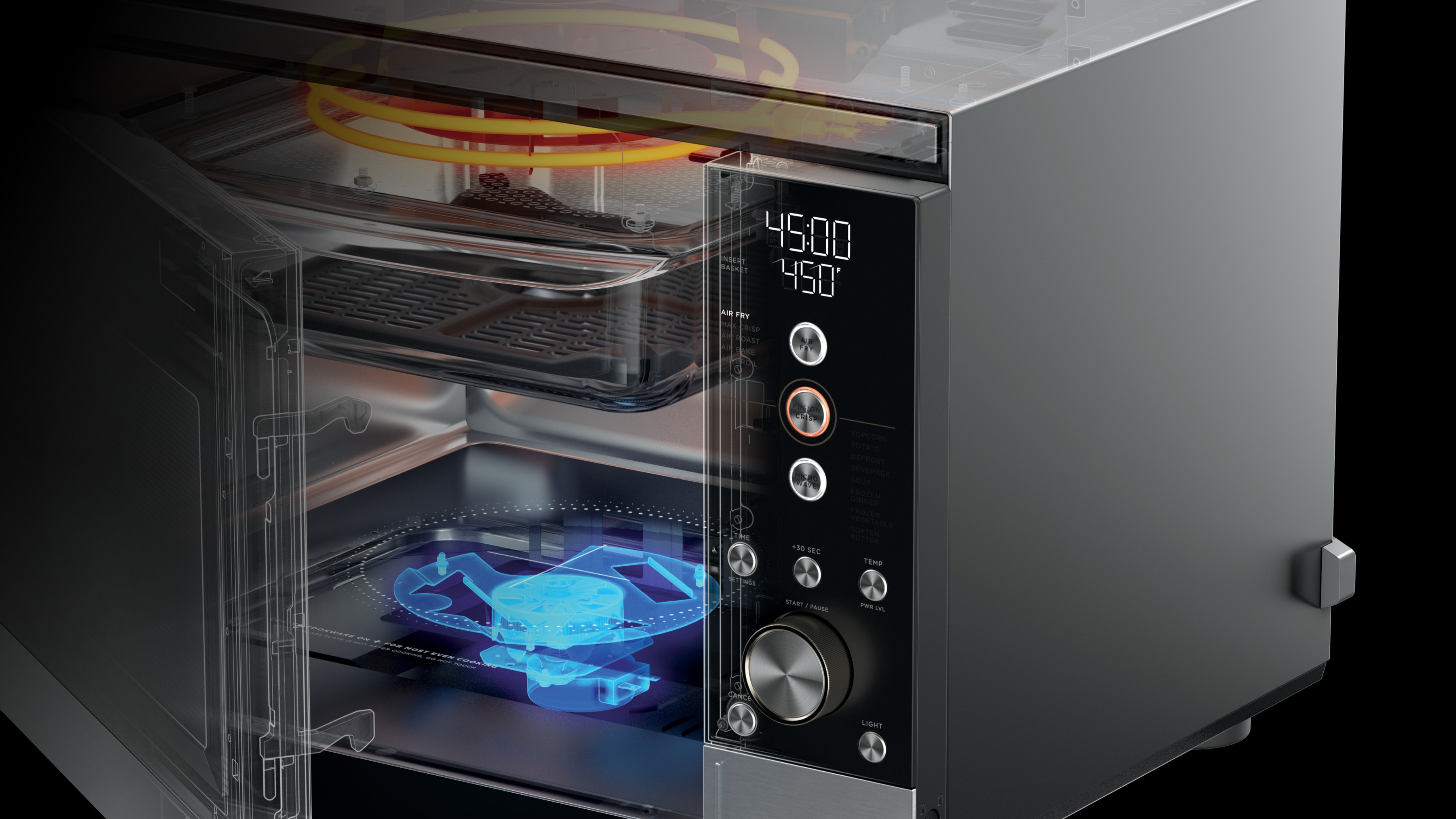 Illustration of Ninja Crispi Microwave interior components