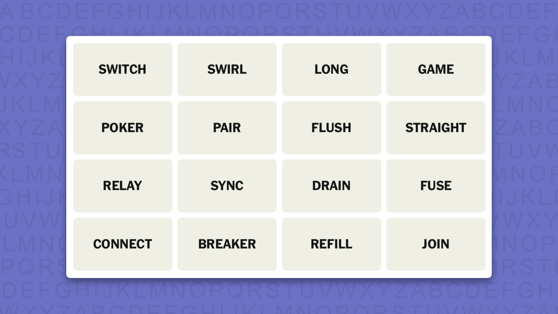 NEW Connections tip for game 1134 on a purple background