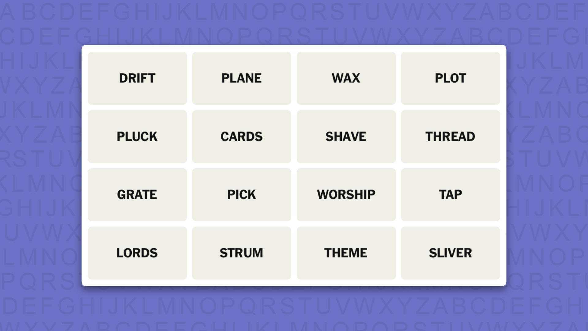 NEW Connections tip for game 1123 on a purple background