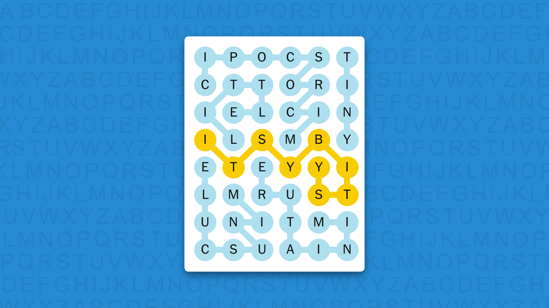 NYT Strands answer for game 869 on a blue background