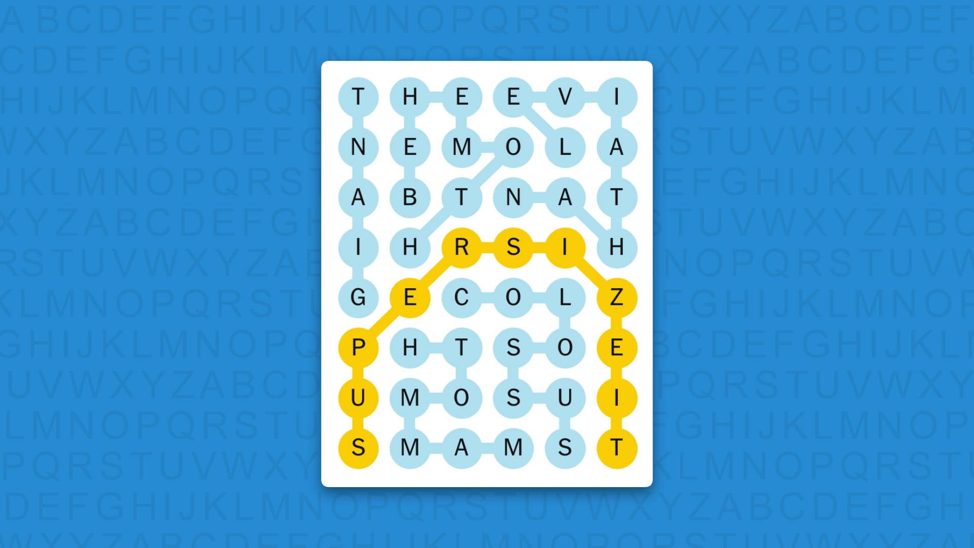 NEW Strands answer for game 868 on a blue background