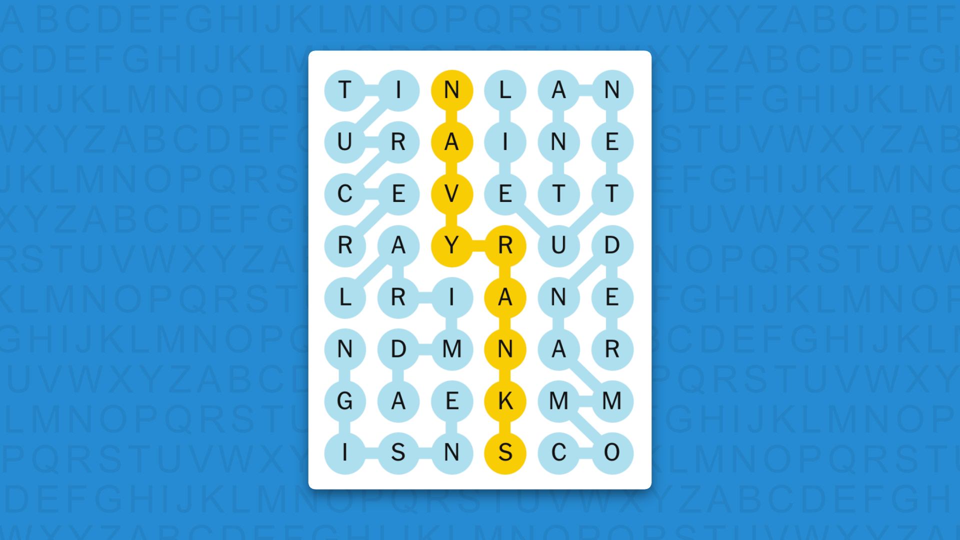 NYT Strands answer for game 872 on a blue background
