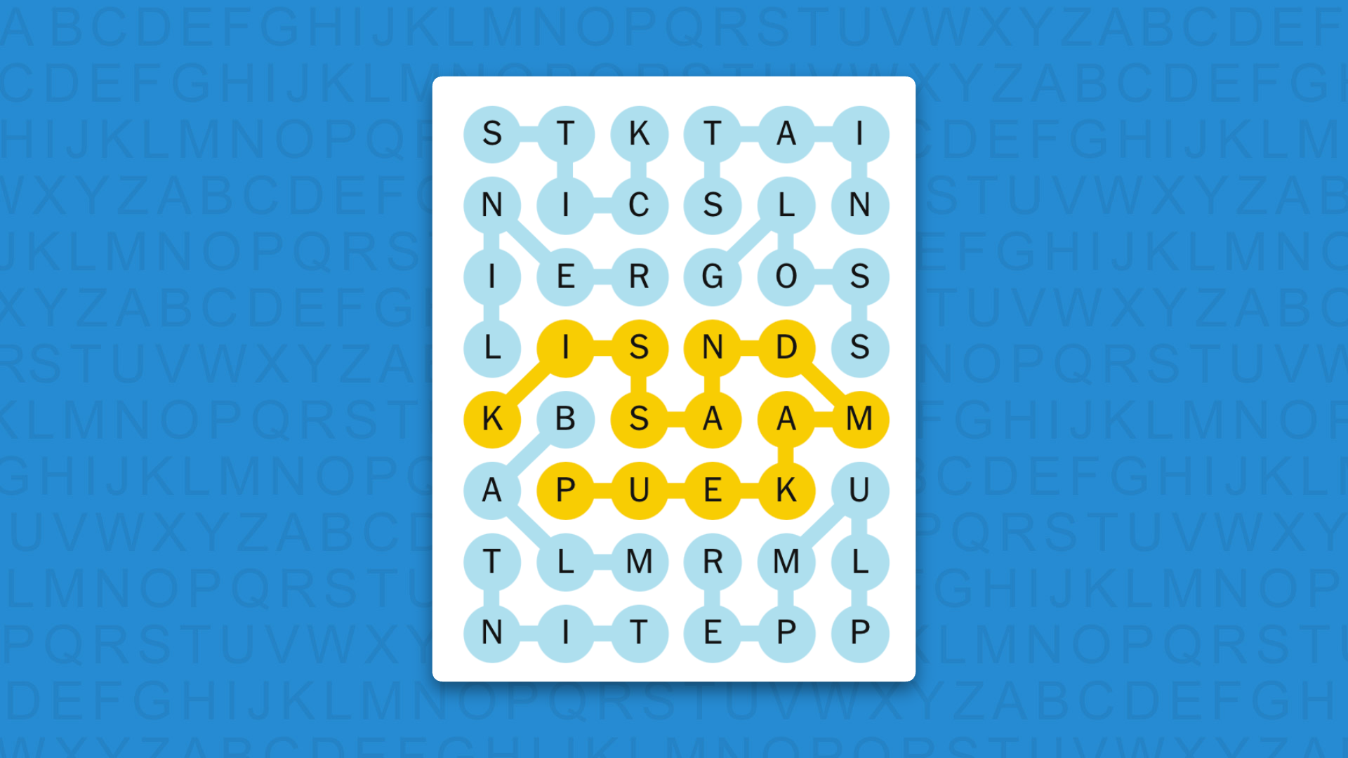 NYT Strands answer for game 858 on a blue background