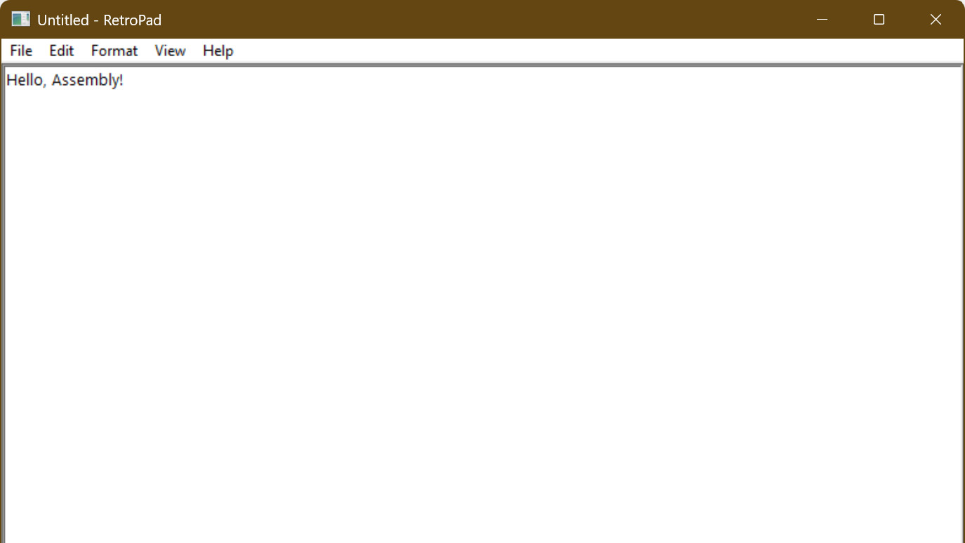 TinyRetroPad runs and displays a text document